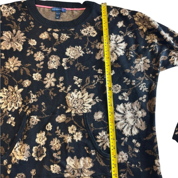 Isaac Mizrahi Live! Black & Brown Floral Jacquard Sweater Size XL - Picture 6 of 6